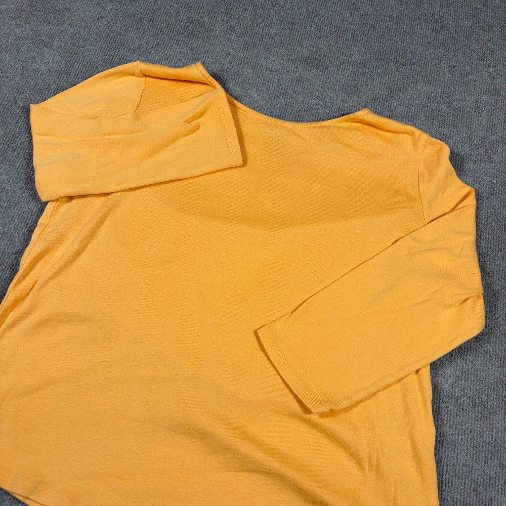 Chicos The Ultimate Tee Orange Supima Cotton 3/4 Sleeve Scoop Neck Top Size 2